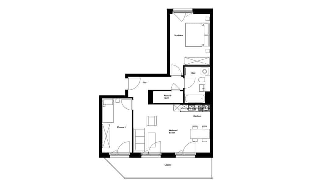 Beispiel-Grundriss 3-Zimmer