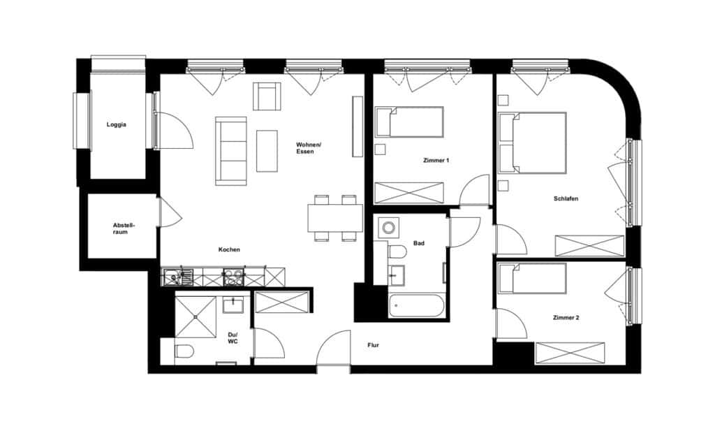 Beispiel-Grundriss 4-Zimmer